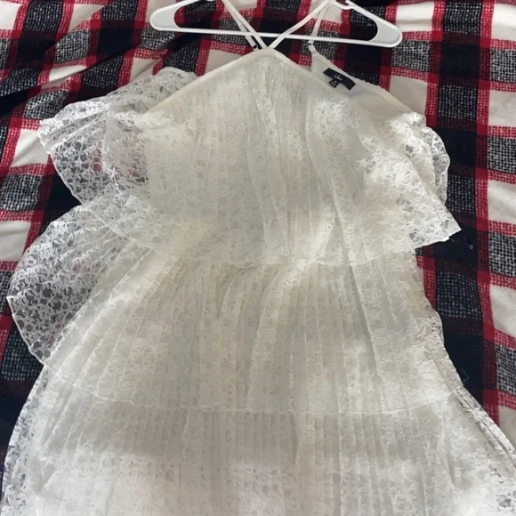 green emerald velvet dress Amy Short White Graduation Dress with Ruffles White / XSmall main image 0